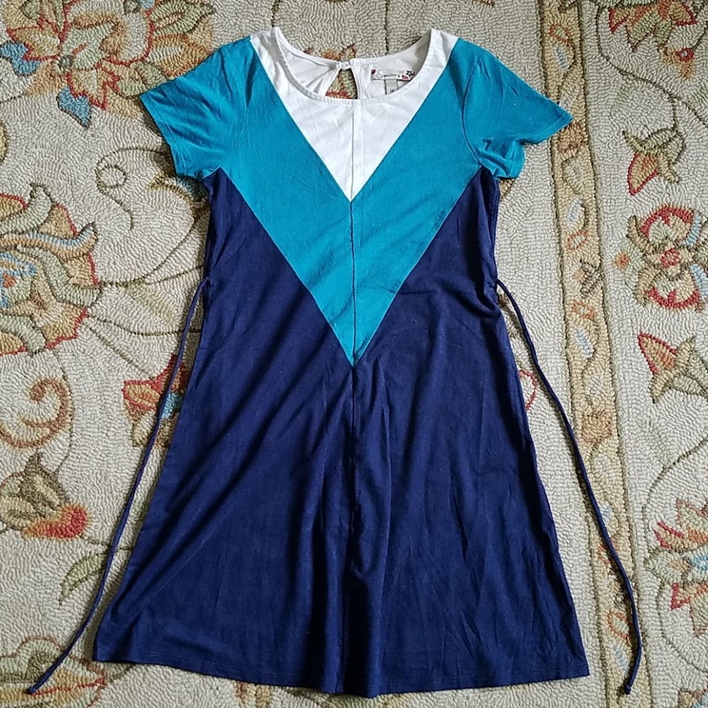 Blue & white Chevron dress